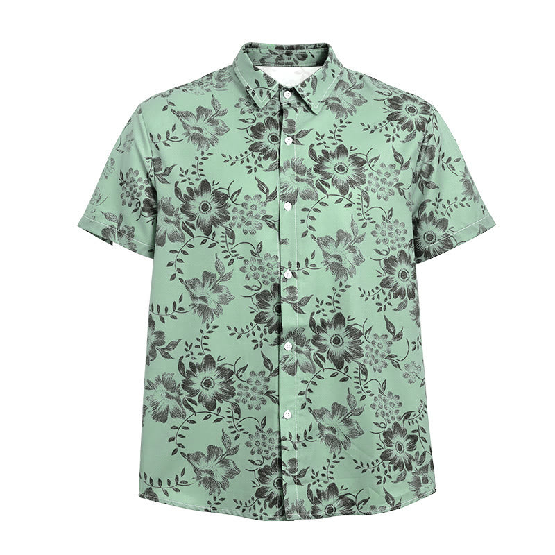 Camicia casual da uomo a maniche corte con stampa floreale per le vacanze - image 17
