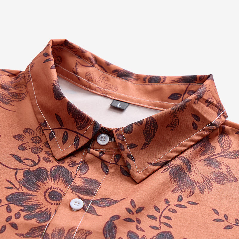 Camicia casual da uomo a maniche corte con stampa floreale per le vacanze - image 8