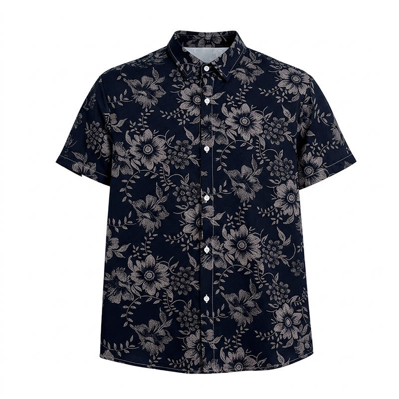 Camicia casual da uomo a maniche corte con stampa floreale per le vacanze - image 18