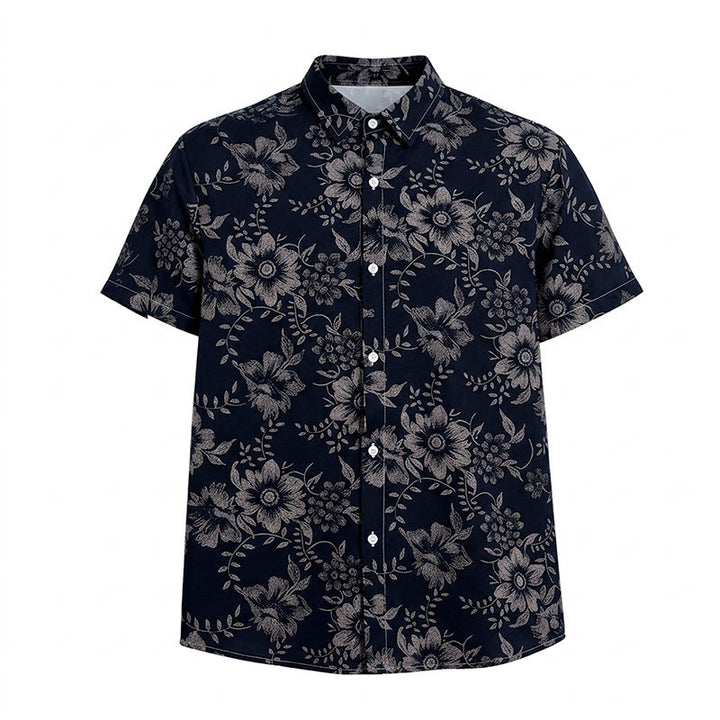 Camicia casual da uomo a maniche corte con stampa floreale per le vacanze - image 18