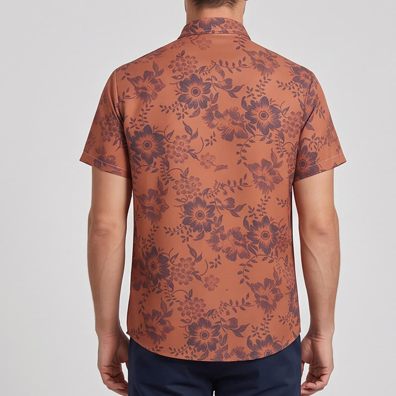 Camicia casual da uomo a maniche corte con stampa floreale per le vacanze - image 3