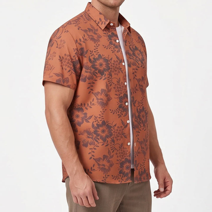 Camicia casual da uomo a maniche corte con stampa floreale per le vacanze - image 2