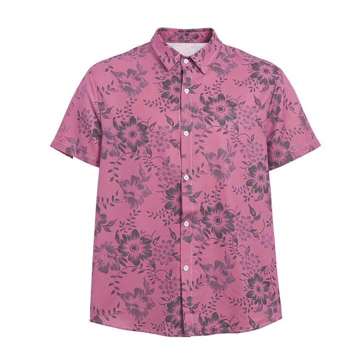 Camicia casual da uomo a maniche corte con stampa floreale per le vacanze - image 15