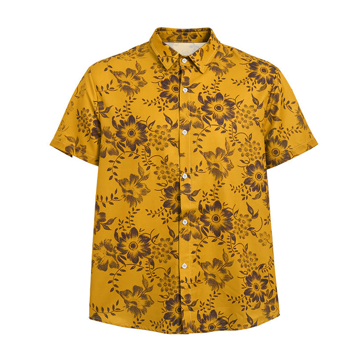 Camicia casual da uomo a maniche corte con stampa floreale per le vacanze - image 16