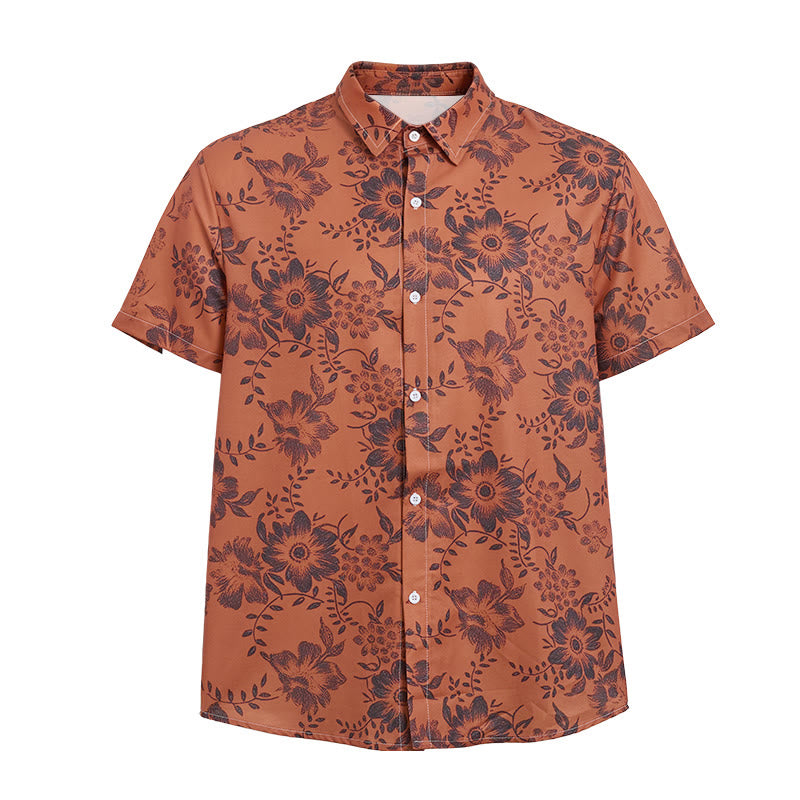 Camicia casual da uomo a maniche corte con stampa floreale per le vacanze - image 13