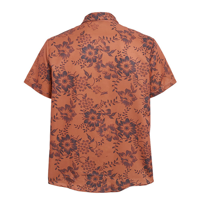 Camicia casual da uomo a maniche corte con stampa floreale per le vacanze - image 14