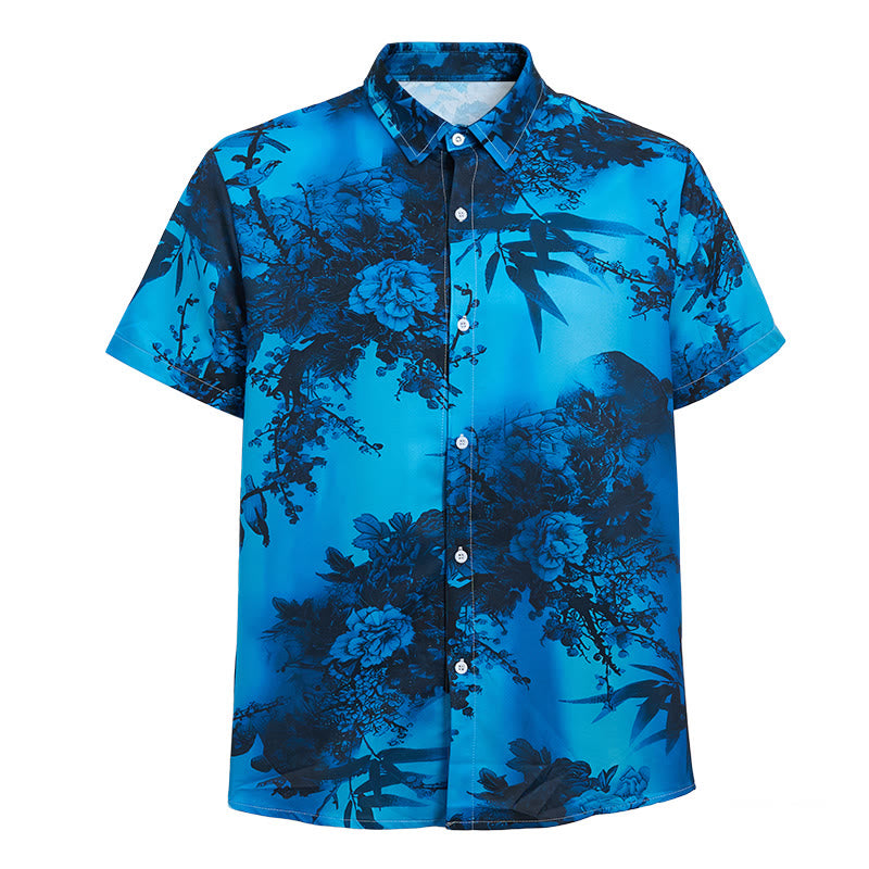 Camicia da uomo a maniche corte con stampa floreale scura per le vacanze - image 10