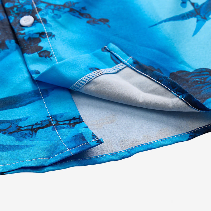 Camicia da uomo a maniche corte con stampa floreale scura per le vacanze - image 9