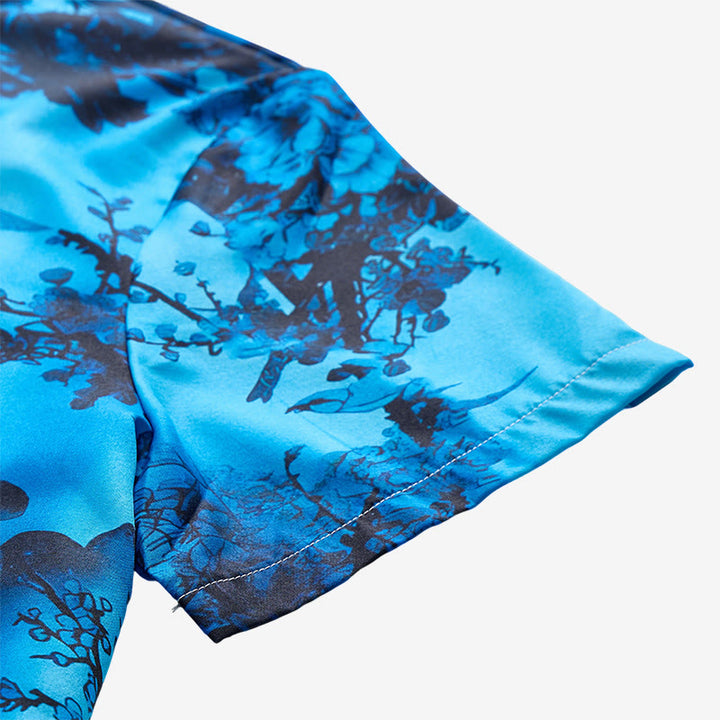 Camicia da uomo a maniche corte con stampa floreale scura per le vacanze - image 8
