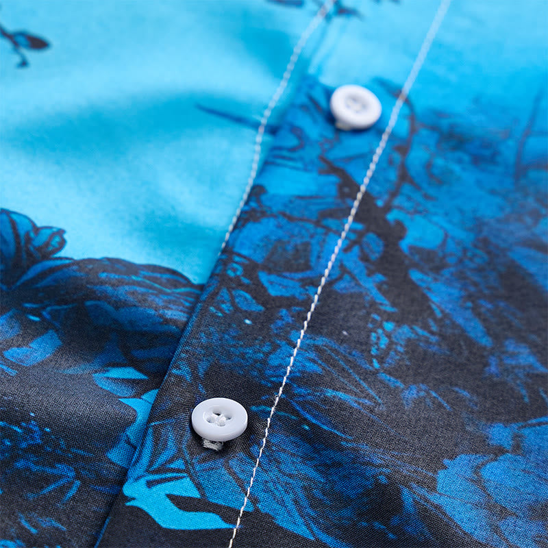Camicia da uomo a maniche corte con stampa floreale scura per le vacanze - image 7