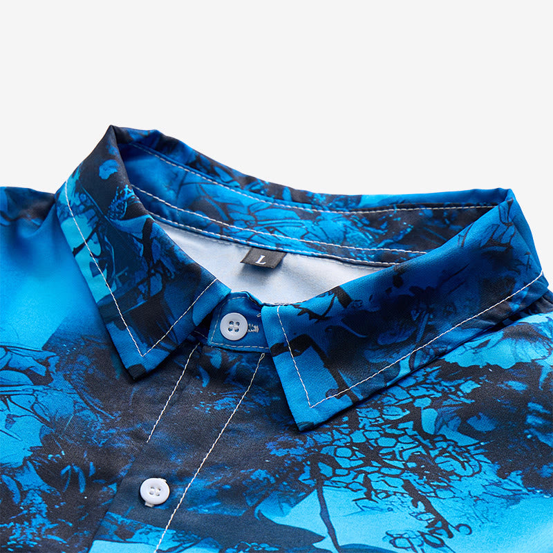 Camicia da uomo a maniche corte con stampa floreale scura per le vacanze - image 6
