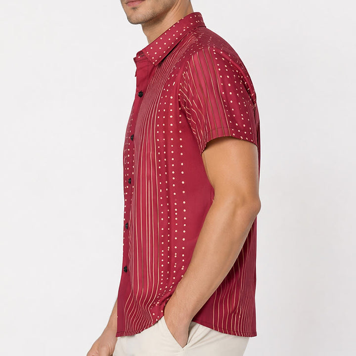 Camicia a maniche corte a righe e pois di ispirazione etnica - image 2