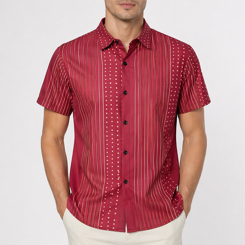 Camicia a maniche corte a righe e pois di ispirazione etnica - image 1