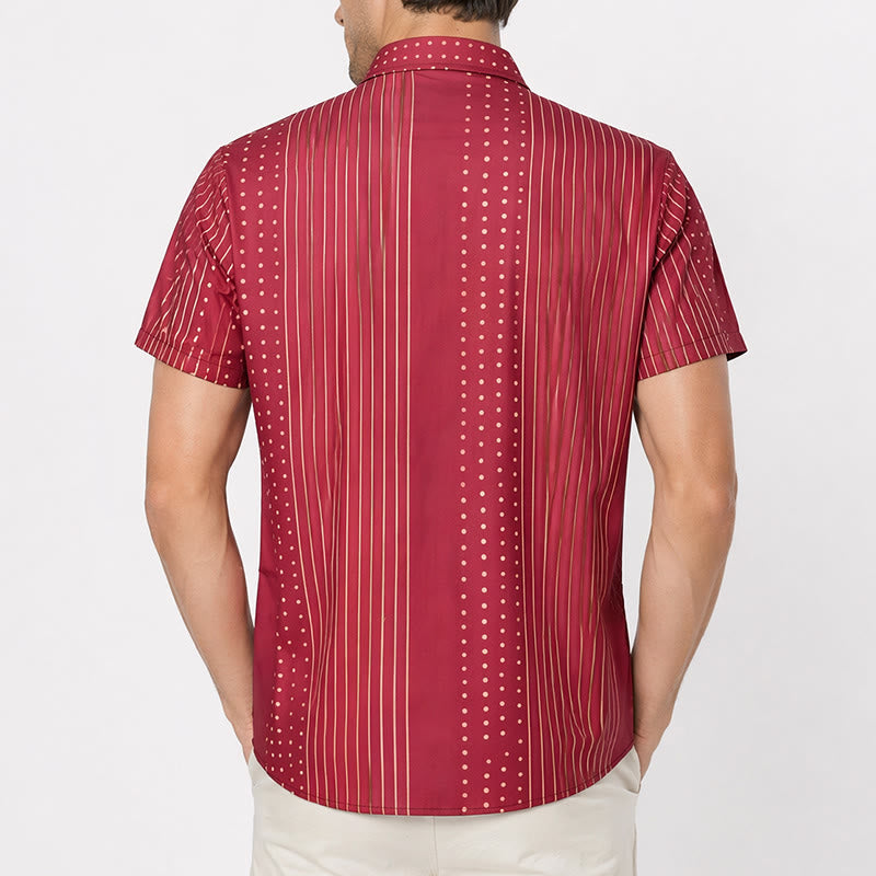 Camicia a maniche corte a righe e pois di ispirazione etnica - image 3