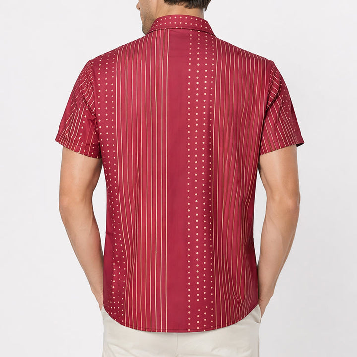 Camicia a maniche corte a righe e pois di ispirazione etnica - image 3