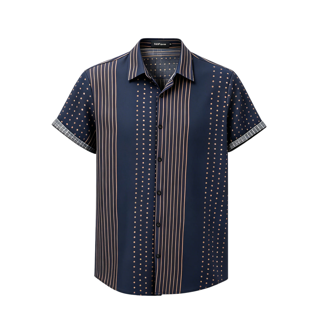 Camicia a maniche corte a righe e pois di ispirazione etnica - image 11