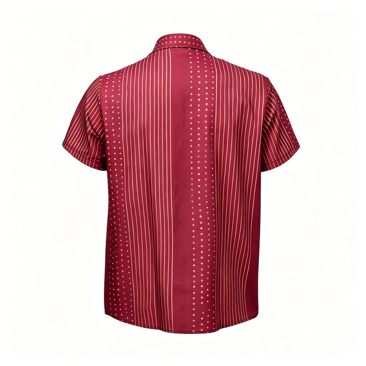 Camicia a maniche corte a righe e pois di ispirazione etnica - image 10