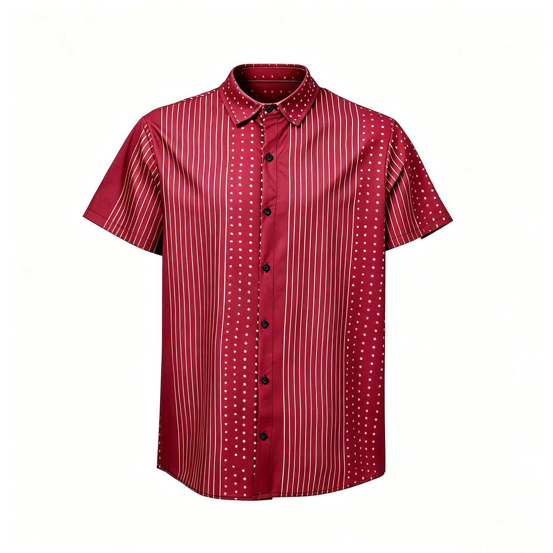 Camicia a maniche corte a righe e pois di ispirazione etnica - image 9