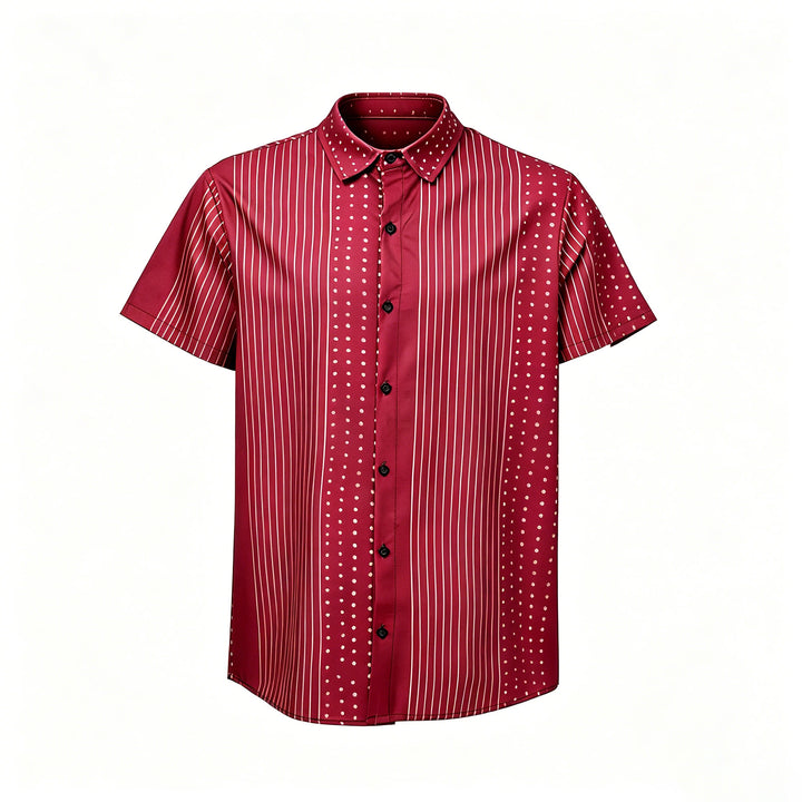 Camicia a maniche corte a righe e pois di ispirazione etnica - image 9