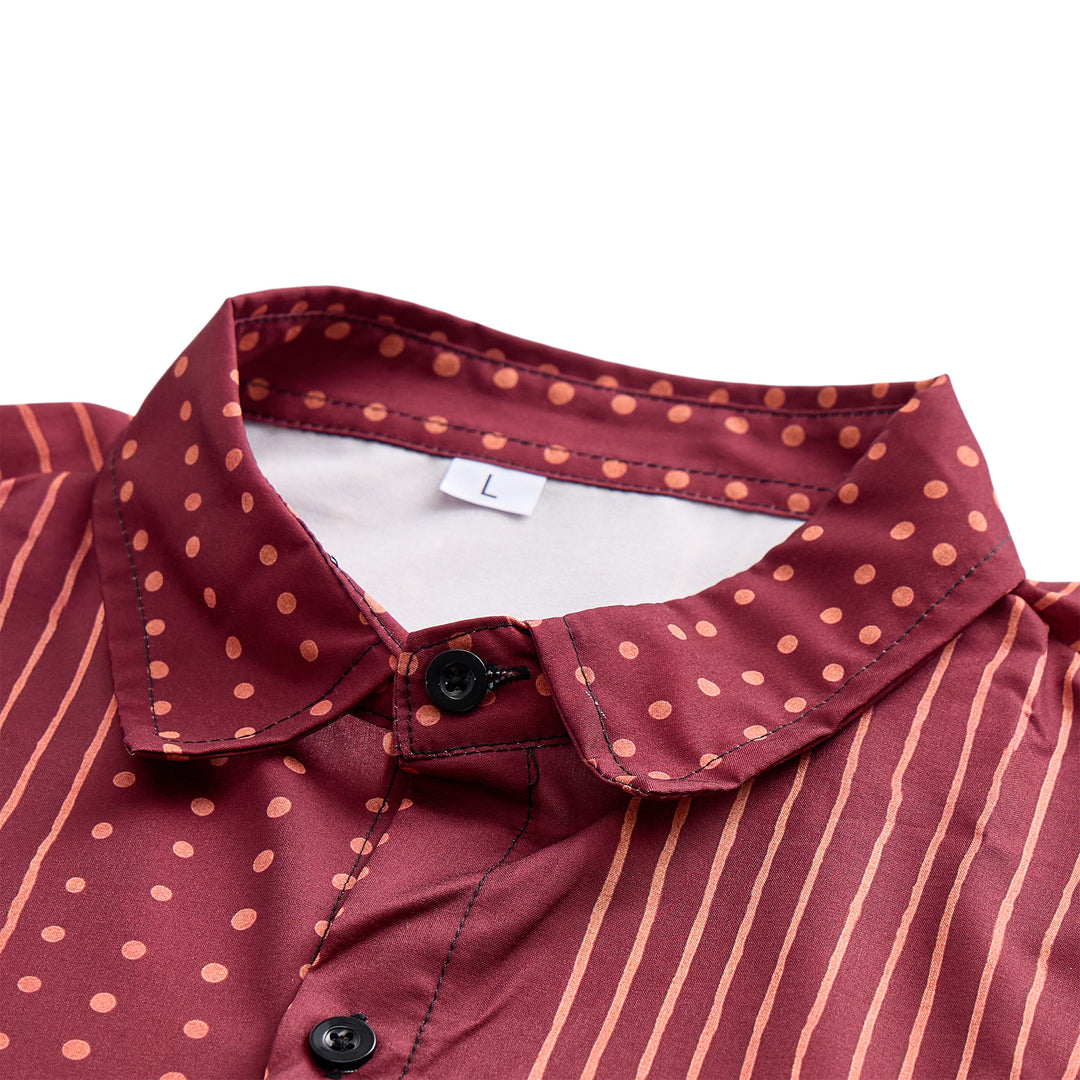 Camicia a maniche corte a righe e pois di ispirazione etnica - image 5