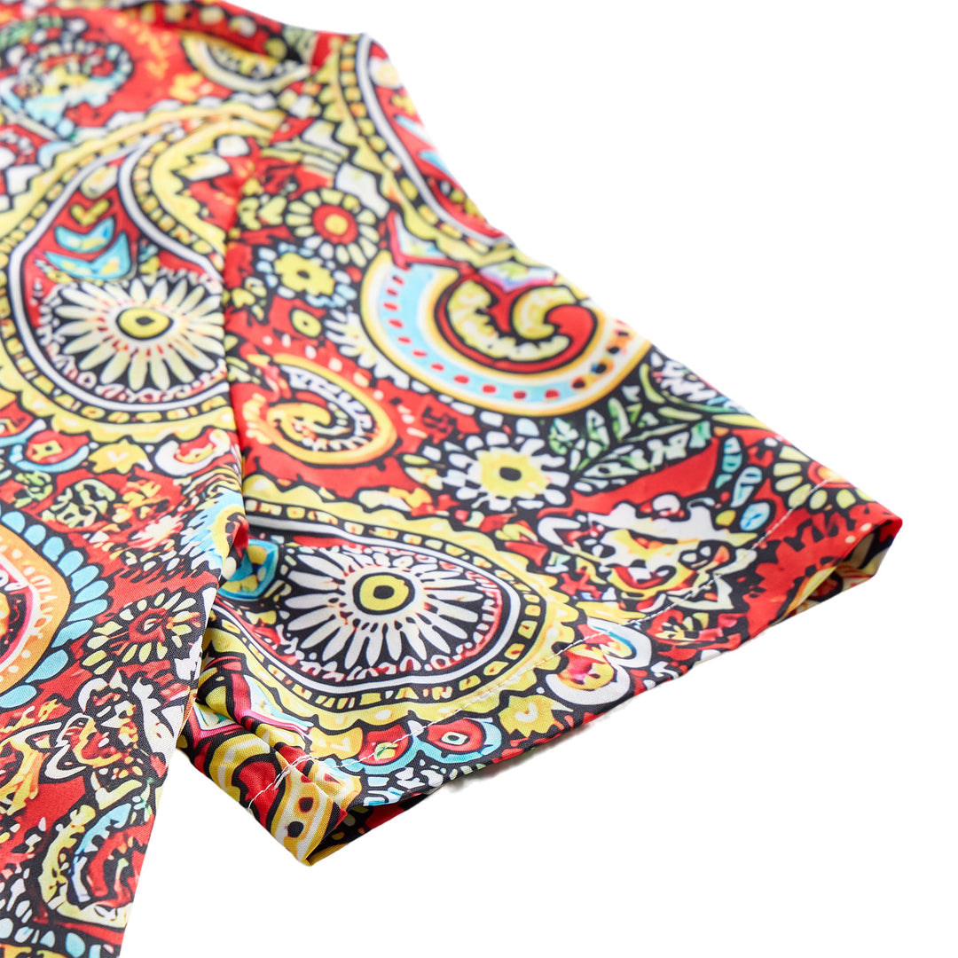 Camicia da campeggio a maniche corte con stampa paisley rossa e originale - image 6