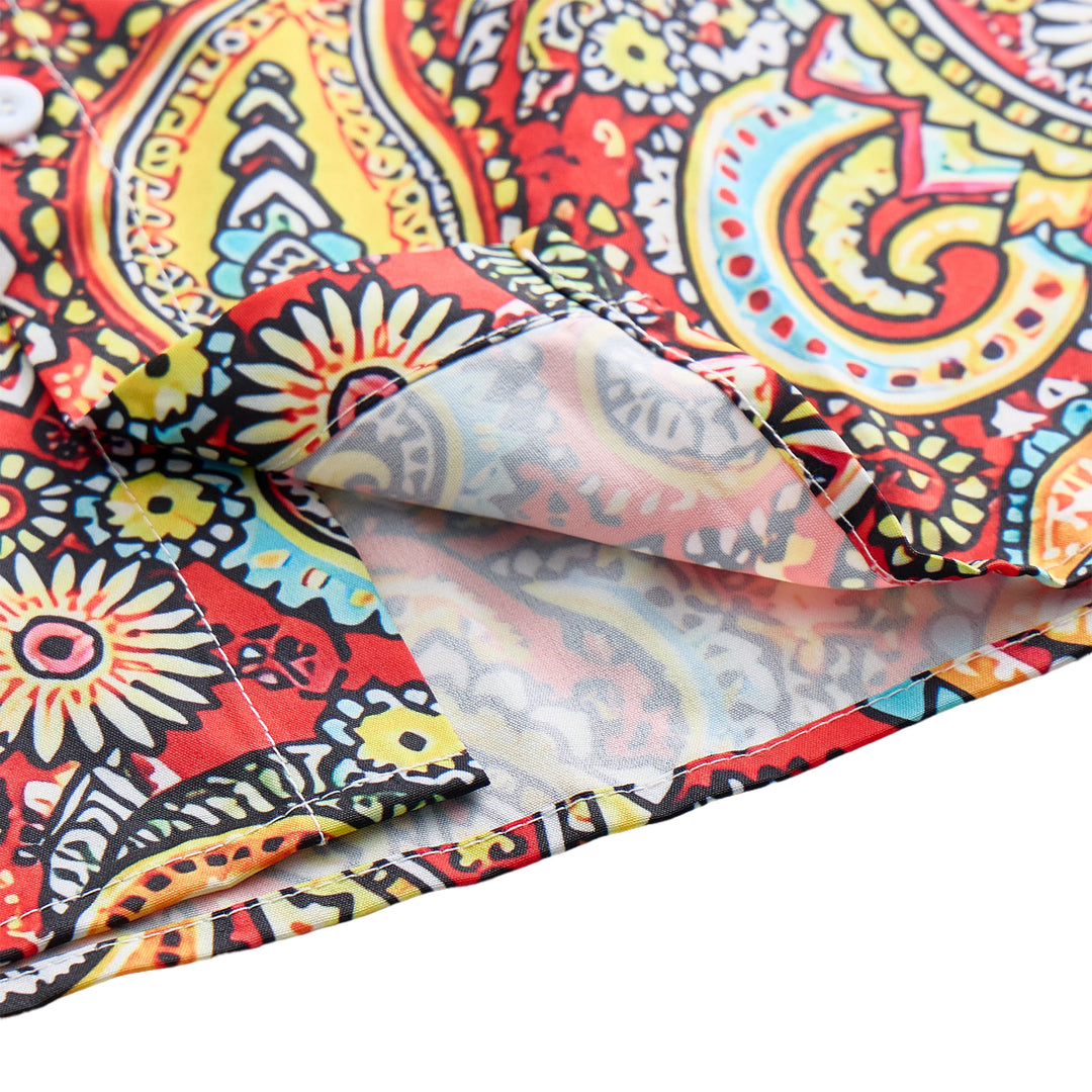 Camicia da campeggio a maniche corte con stampa paisley rossa e originale - image 5