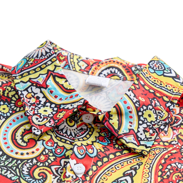 Camicia da campeggio a maniche corte con stampa paisley rossa e originale - image 4