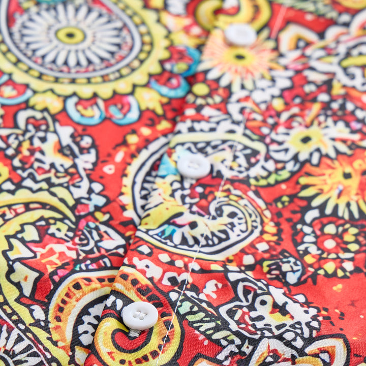 Camicia da campeggio a maniche corte con stampa paisley rossa e originale - image 9