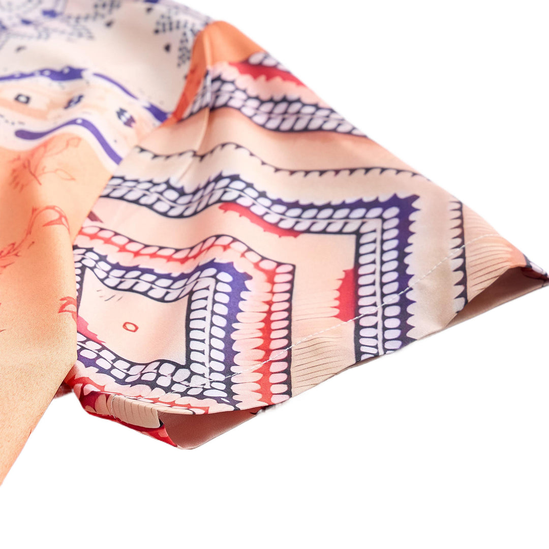 Camicia estiva con stampa floreale e geometrica nei toni della terra - image 7