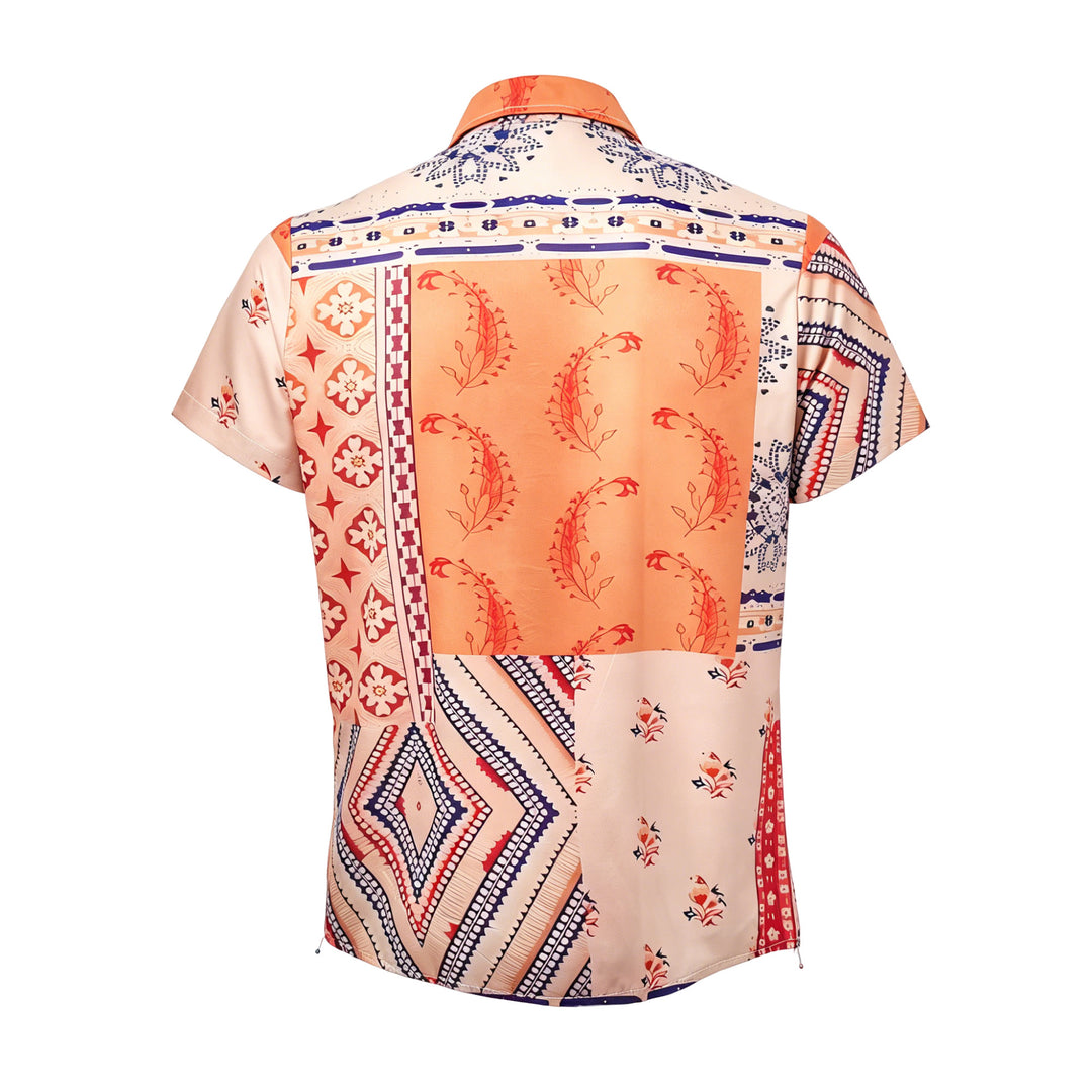 Camicia estiva con stampa floreale e geometrica nei toni della terra - image 9
