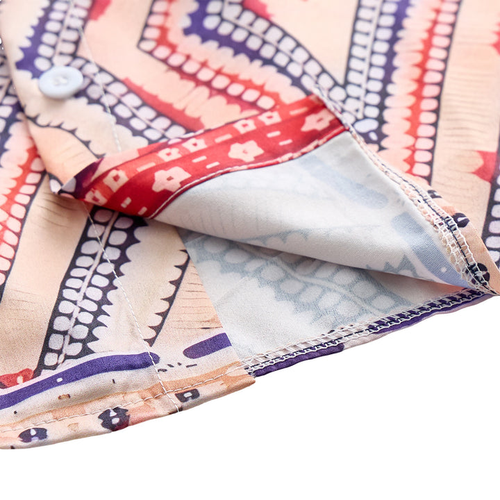 Camicia estiva con stampa floreale e geometrica nei toni della terra - image 6