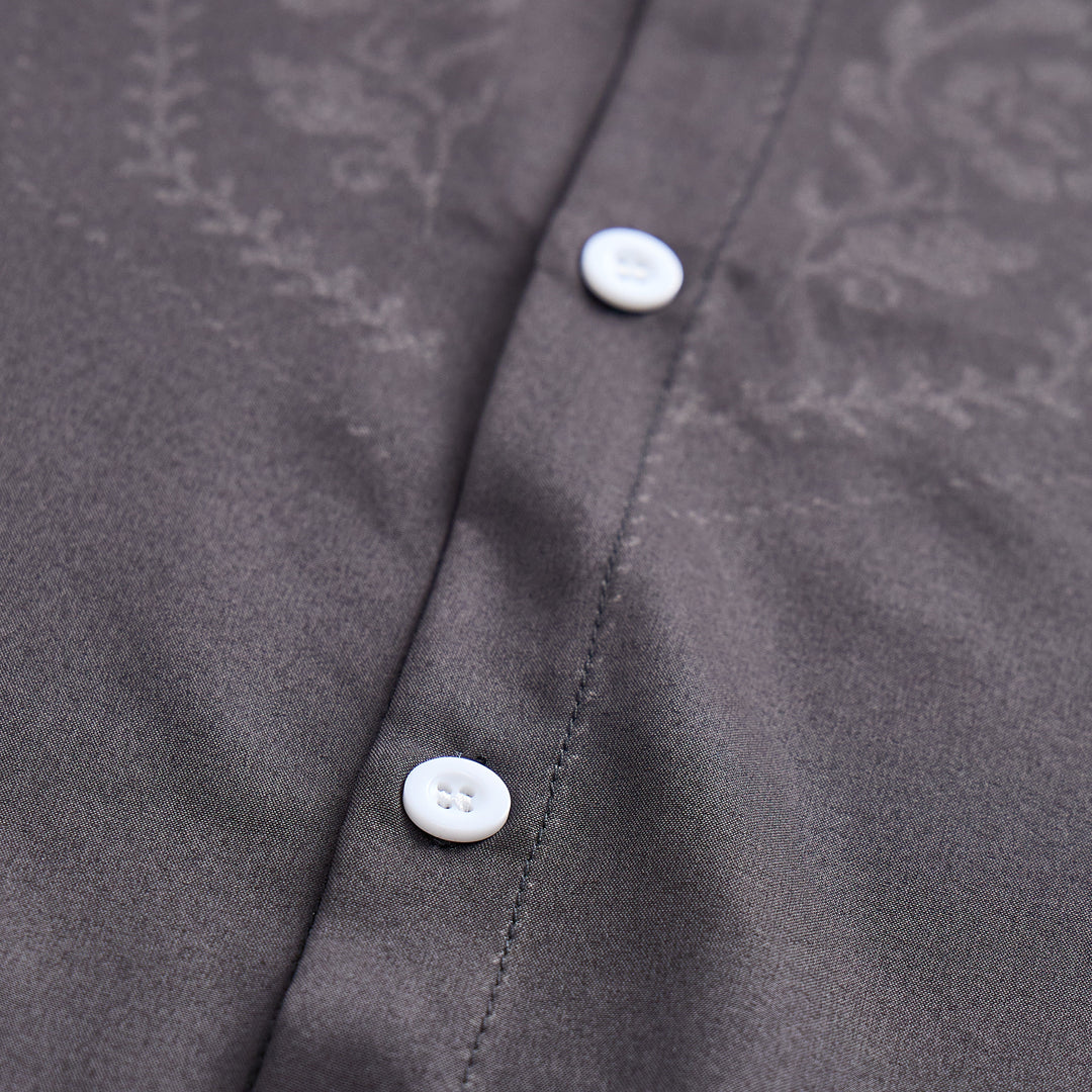 Camicia elegante da uomo nera con stampa floreale e carré in stile western - image 5