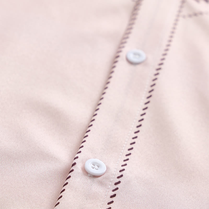 Camicia elegante da uomo in stile country con stampa floreale beige e marrone - image 5