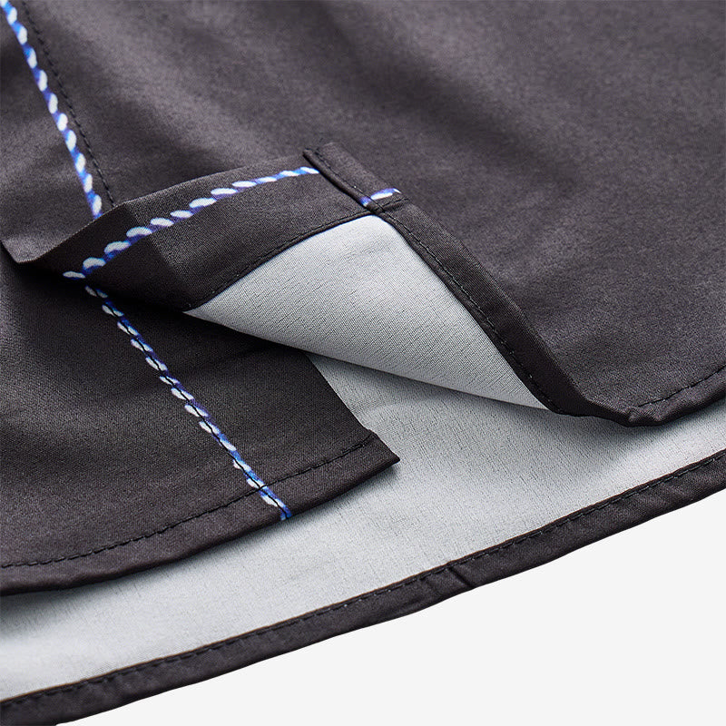 Camicia elegante da uomo in stile western con stampa floreale nera e blu. - image 6