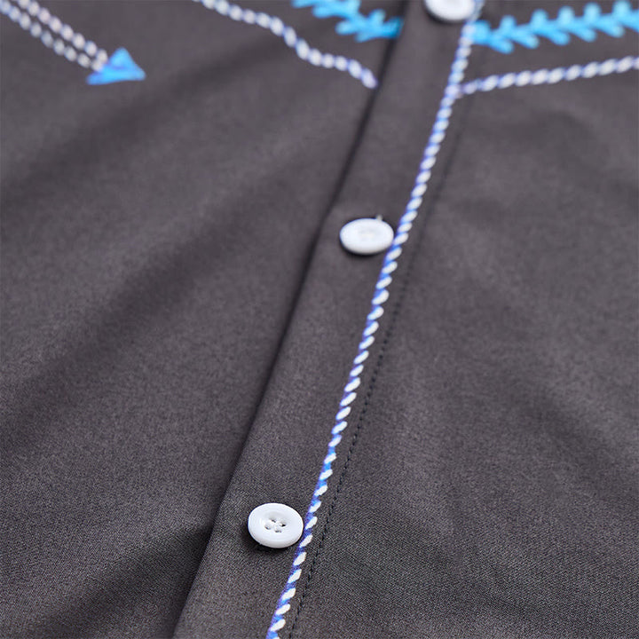 Camicia elegante da uomo in stile western con stampa floreale nera e blu. - image 5