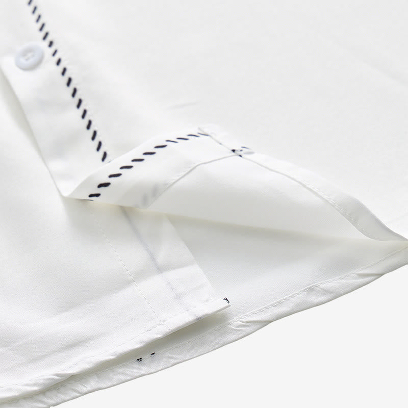Camicia elegante da uomo in stile western con stampa floreale bianca e nera - image 6