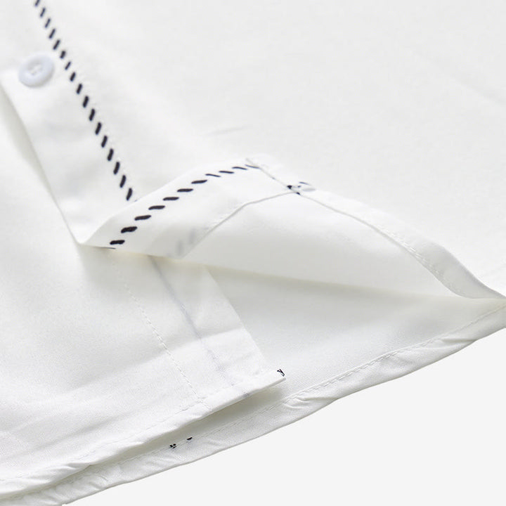 Camicia elegante da uomo in stile western con stampa floreale bianca e nera - image 6