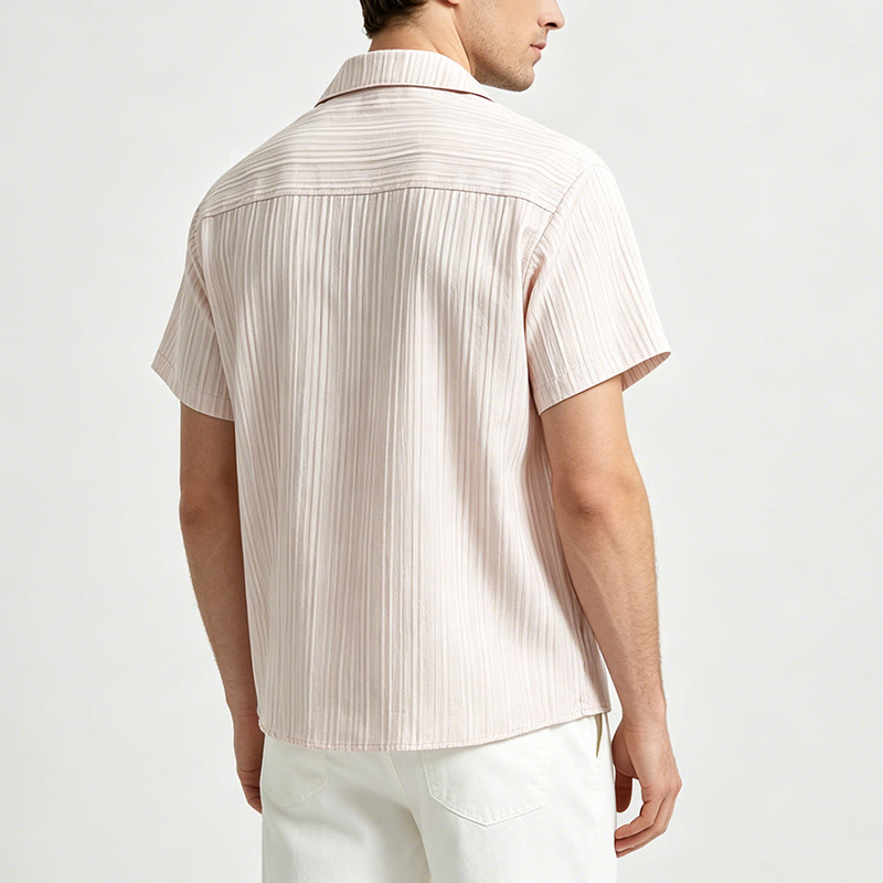 Camicia artigianale beige testurizzata con ricami neri - image 3
