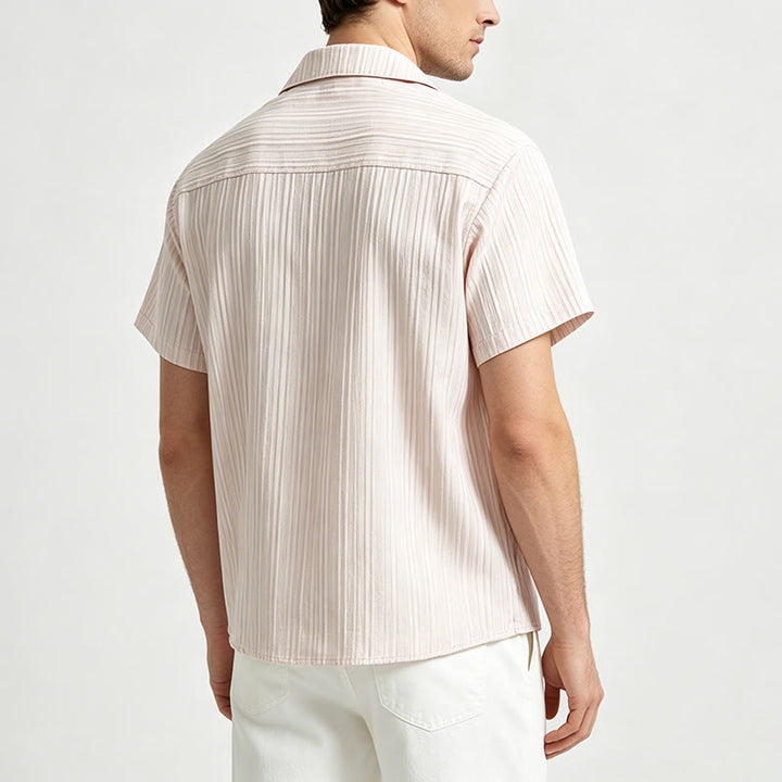 Camicia artigianale beige testurizzata con ricami neri - image 3