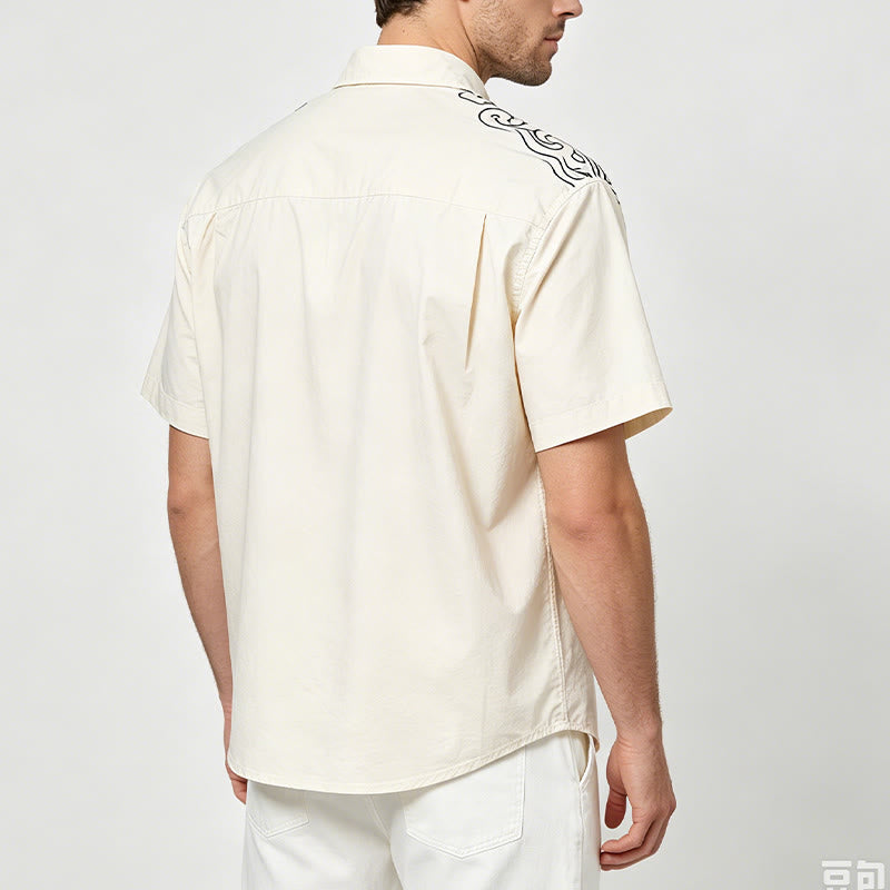 Maglietta a maniche corte con ricamo a nuvola in stile streetwear - image 4