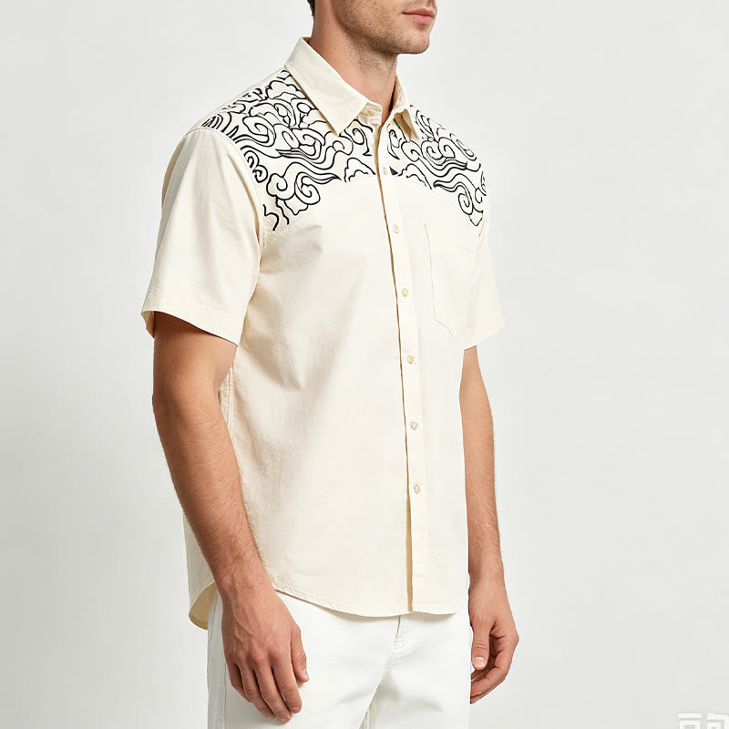 Maglietta a maniche corte con ricamo a nuvola in stile streetwear - image 3