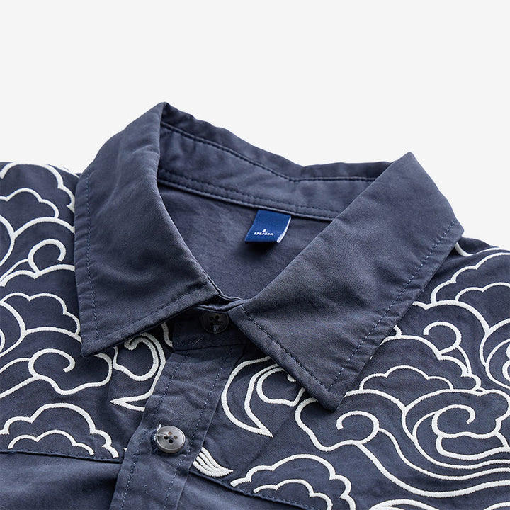 Maglietta a maniche corte con ricamo a nuvola in stile streetwear - image 5