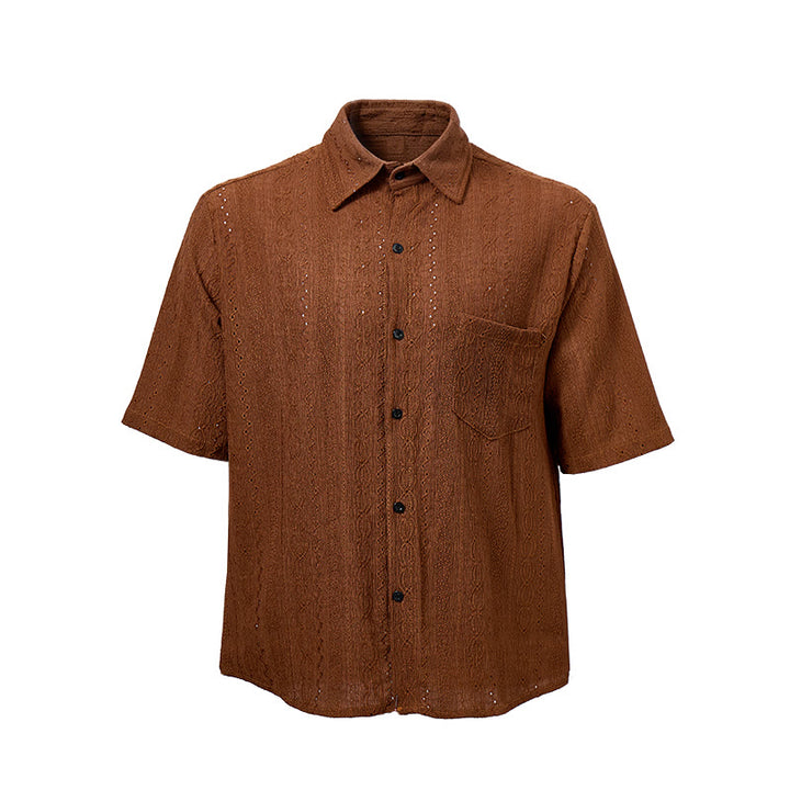 Camicia casual retrò in maglia jacquard con bottoni - image 10