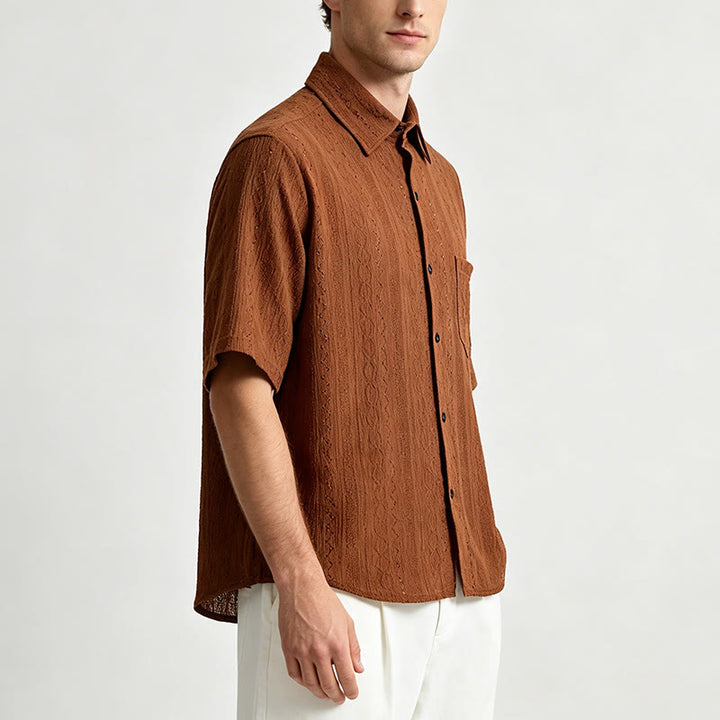 Camicia casual retrò in maglia jacquard con bottoni - image 2