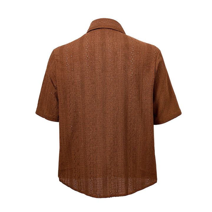 Camicia casual retrò in maglia jacquard con bottoni - image 11