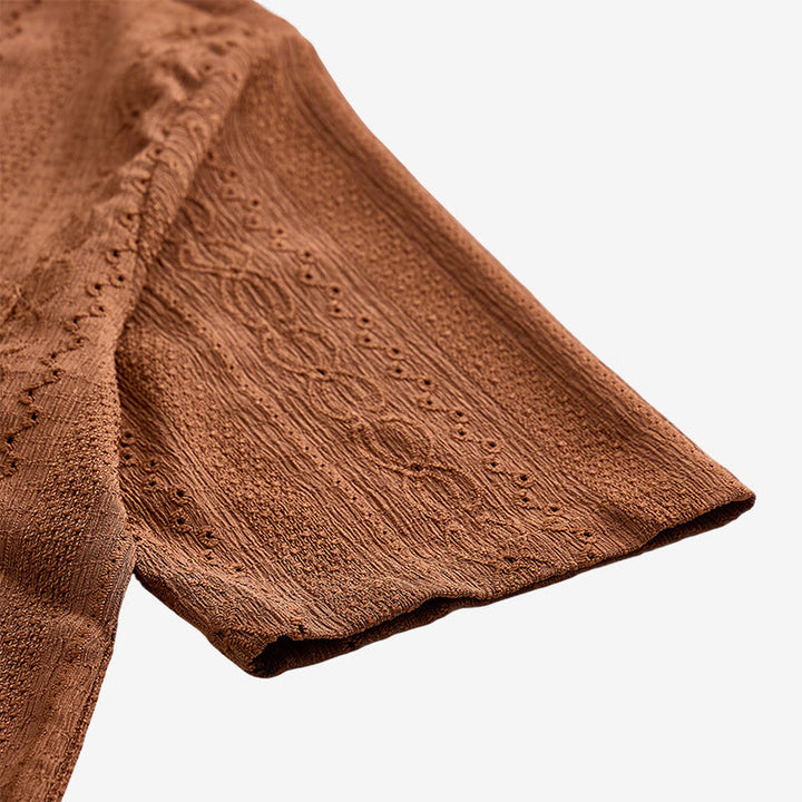 Camicia casual retrò in maglia jacquard con bottoni - image 9