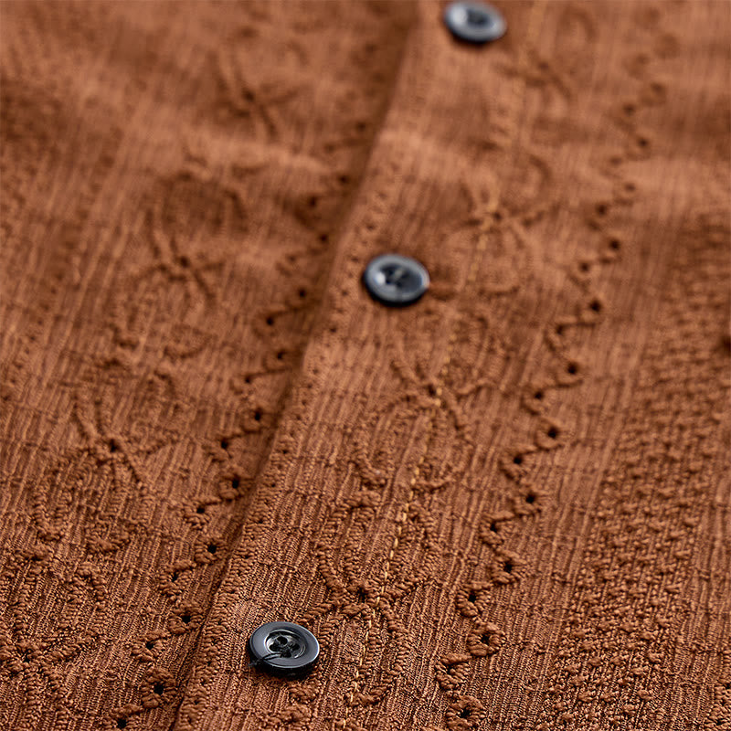Camicia casual retrò in maglia jacquard con bottoni - image 6