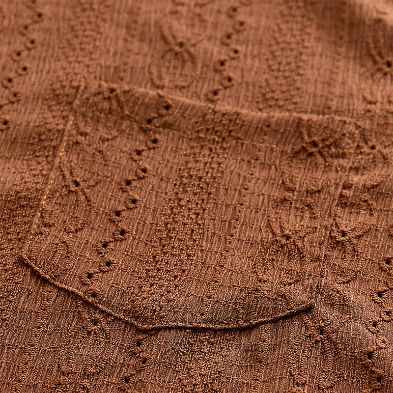 Camicia casual retrò in maglia jacquard con bottoni - image 7