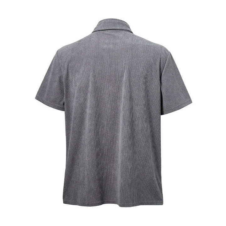 Camicia da uomo in velluto a coste stile retrò da lavoro con taschino con etichetta in pelle - image 14