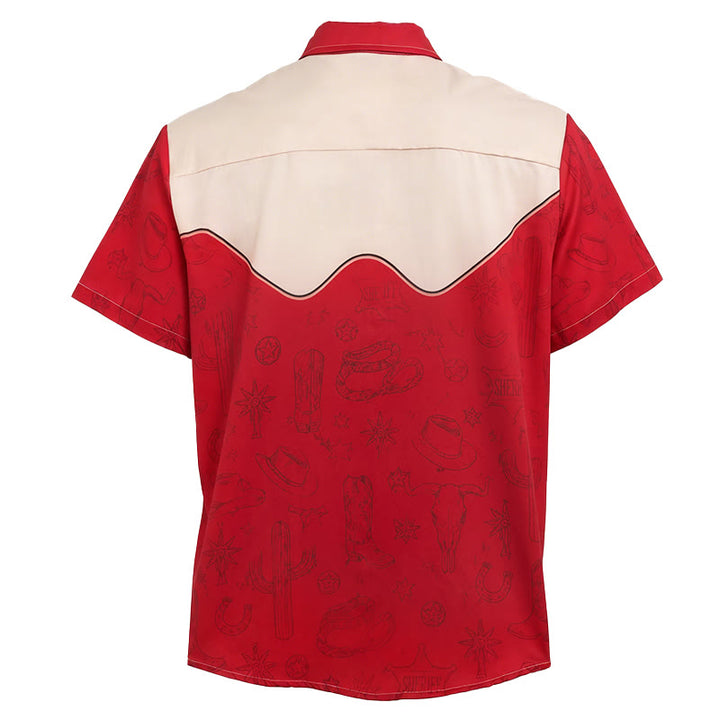 Camicia da uomo vintage con stampa a tema western con cactus e gatto - image 5